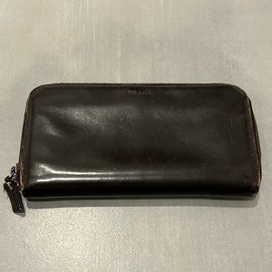 Authentic Vintage Prada Brown Leather Wallet